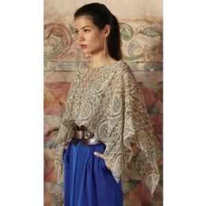 Anthropologie TINY Silk Caped Mosaic Layered Scarf Top Blouse Tank Medium